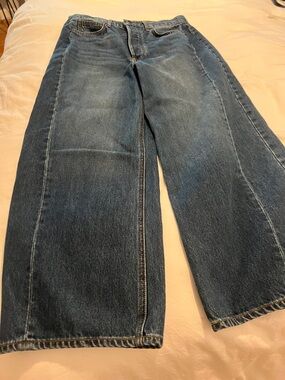 Veronica Beard Barrell Jeans in Dark Blue Denim